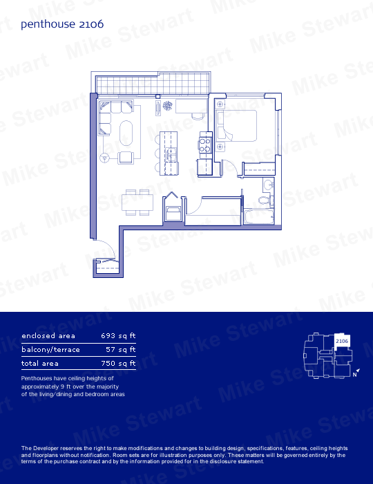 693 sq ft penthouse NW